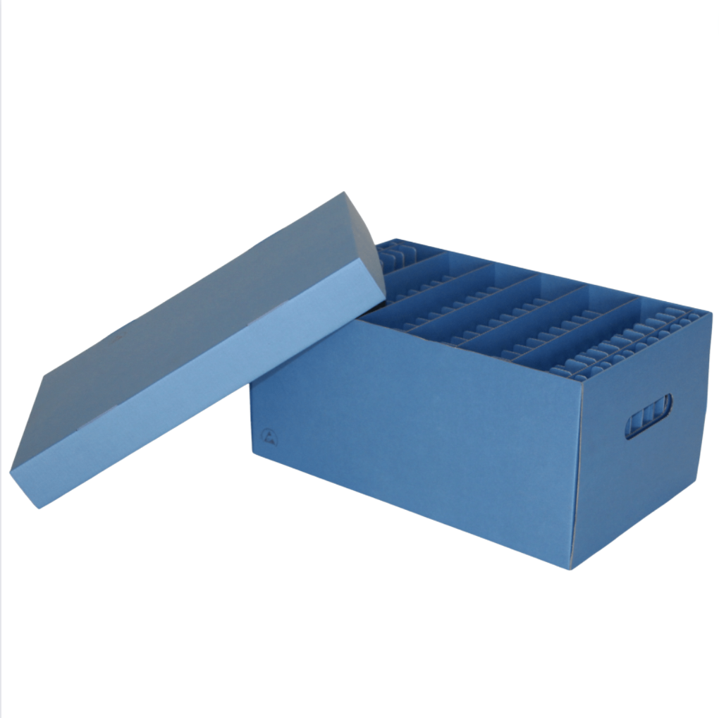 Boite de rangement antistatique carton blindé bleu - Facdem